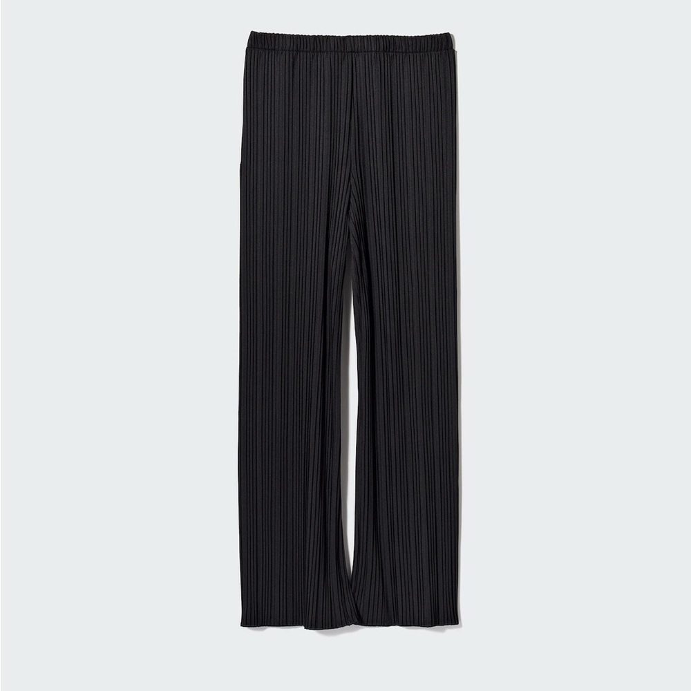 Black Pleated Wide-Leg Pants | UNIQLO